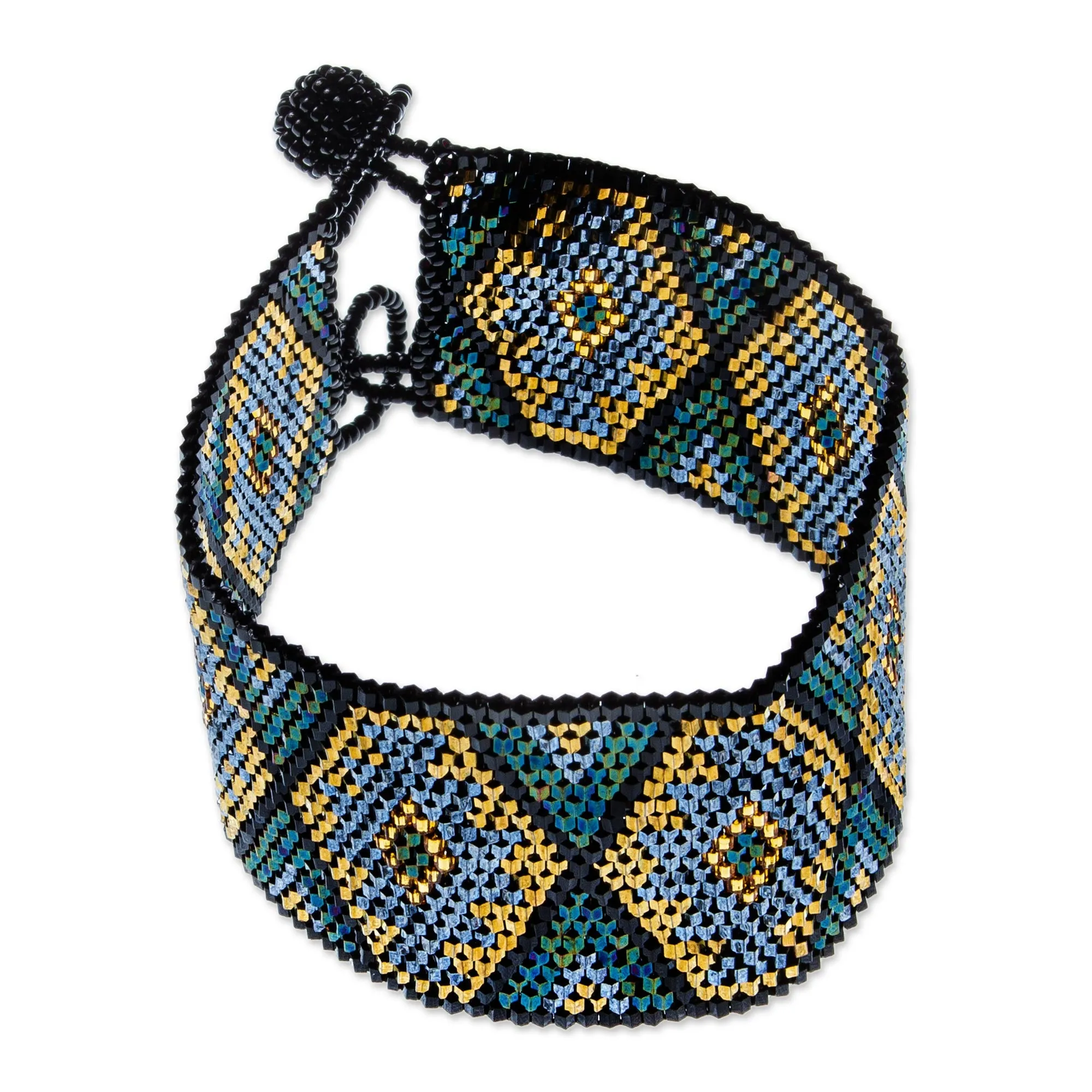 Blessed Rain and Protection Huichol Blessing Sage Green & Iridescent Grey Bead Bracelet