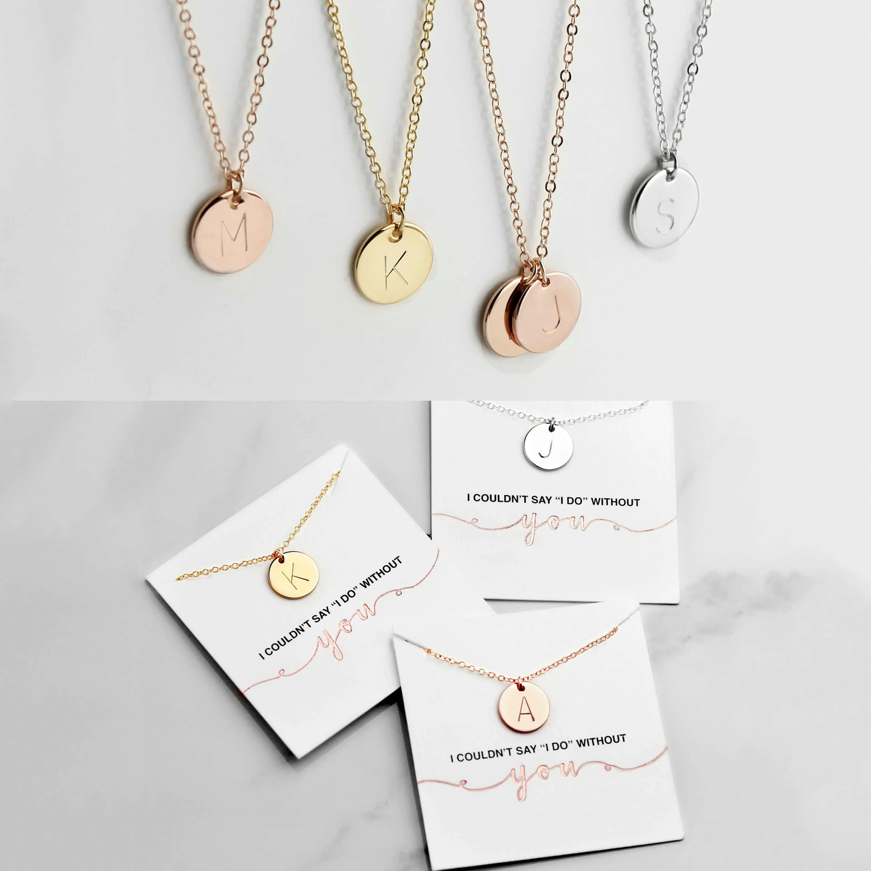 Bridesmaid Gift Personalized Bridesmaid Necklaces Initial Necklaces Monogram Jewelry