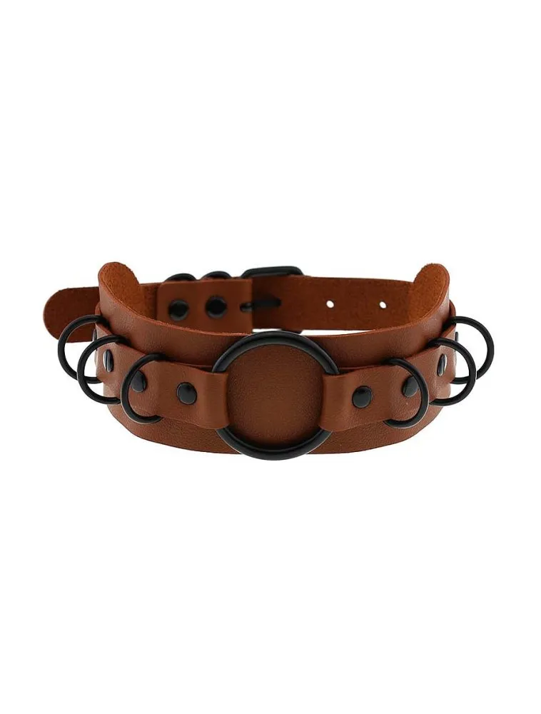 Brown Cyber O-Ring Choker Necklace