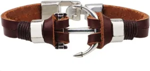 Brown Leather Bracelet for Women Men Wristband Gift Wrap Pendant Family Anchor Minimalist Cuff Braided Charm Birthday Anniversary