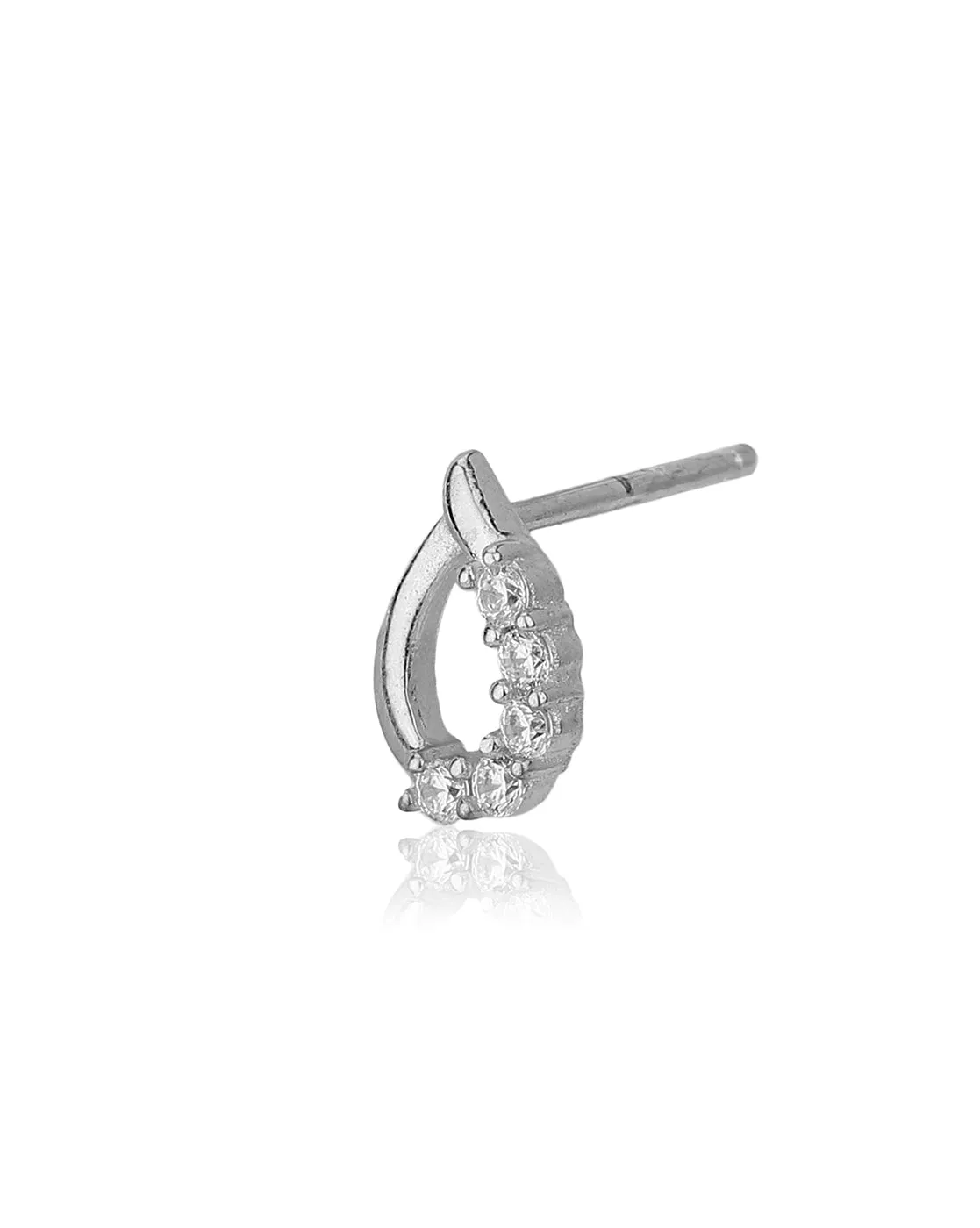 Carlton London 925 Sterling Silver Rhodium Plated Cz Teardrop Stud Earring For Women