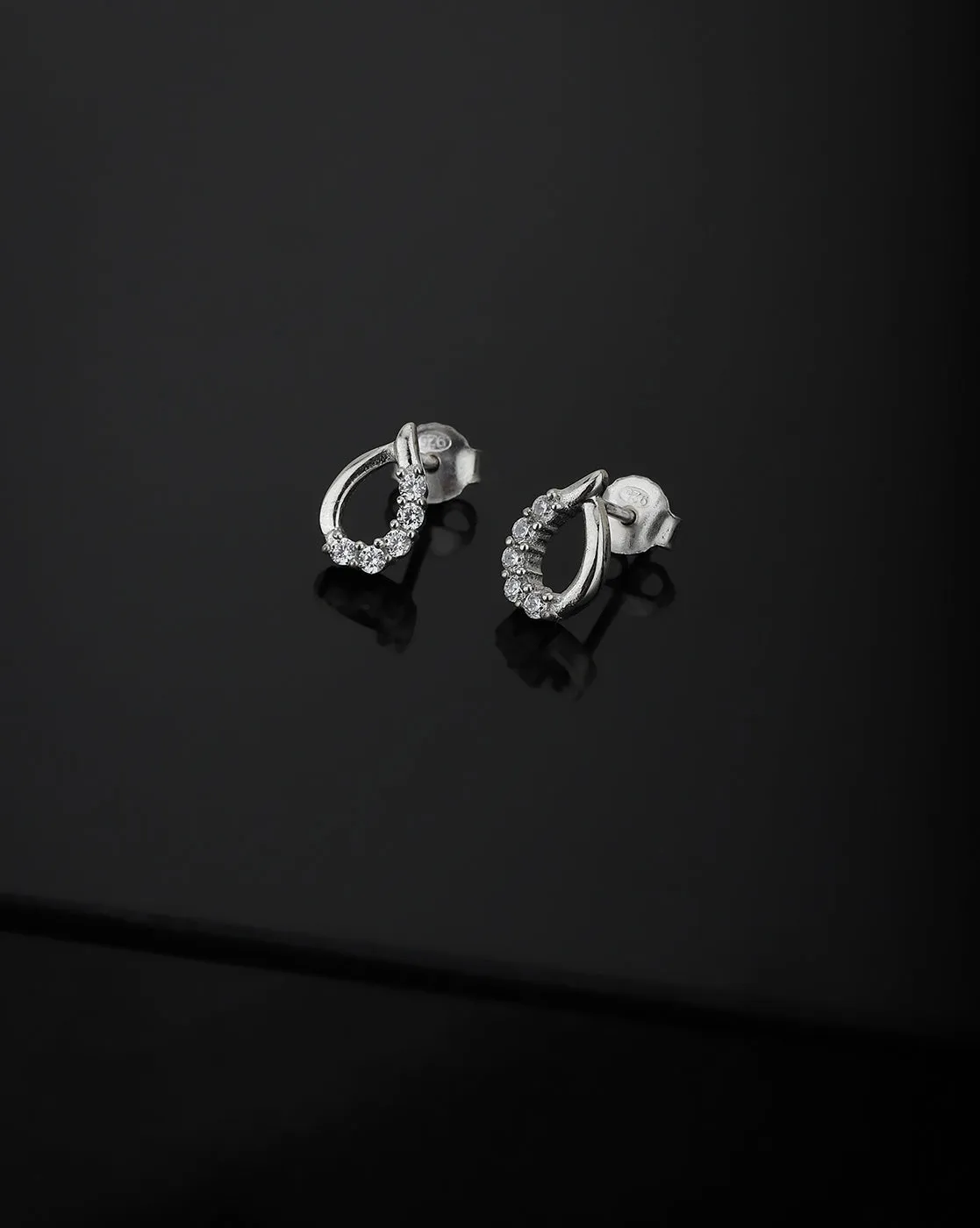 Carlton London 925 Sterling Silver Rhodium Plated Cz Teardrop Stud Earring For Women