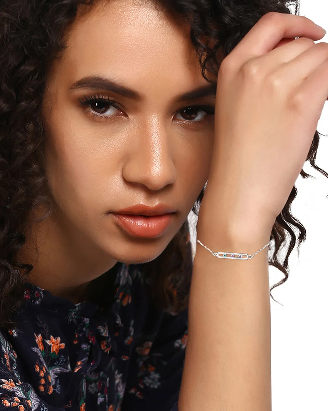 Carlton London Cz With Rhodium Plated Link Bracelet For Women