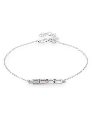 Carlton London Cz With Rhodium Plated Link Bracelet For Women