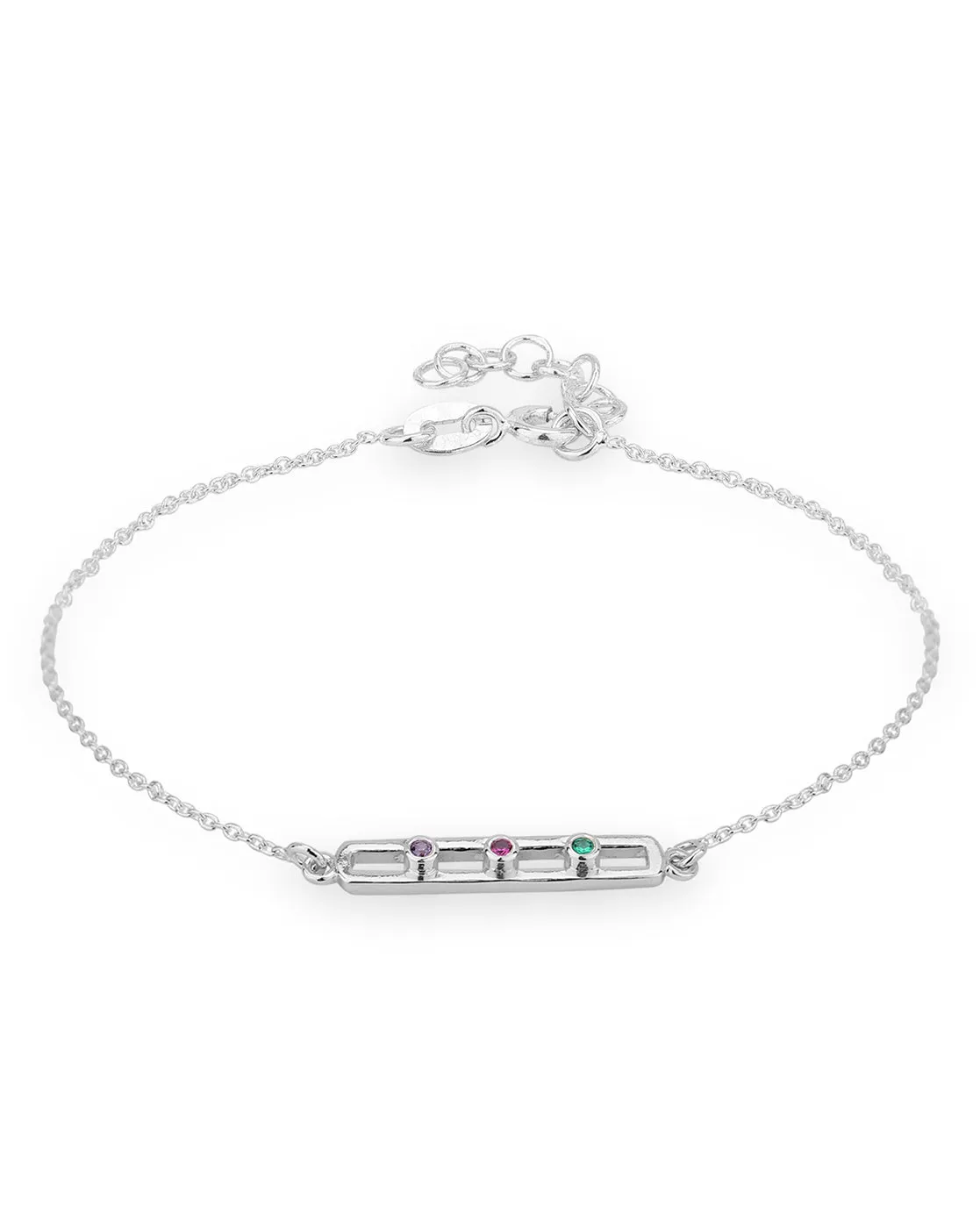 Carlton London Cz With Rhodium Plated Link Bracelet For Women