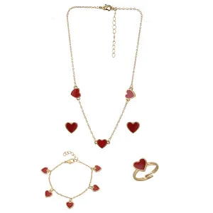 Carlton London Girls Gold-Plated Red Jewellery Set Kjs042