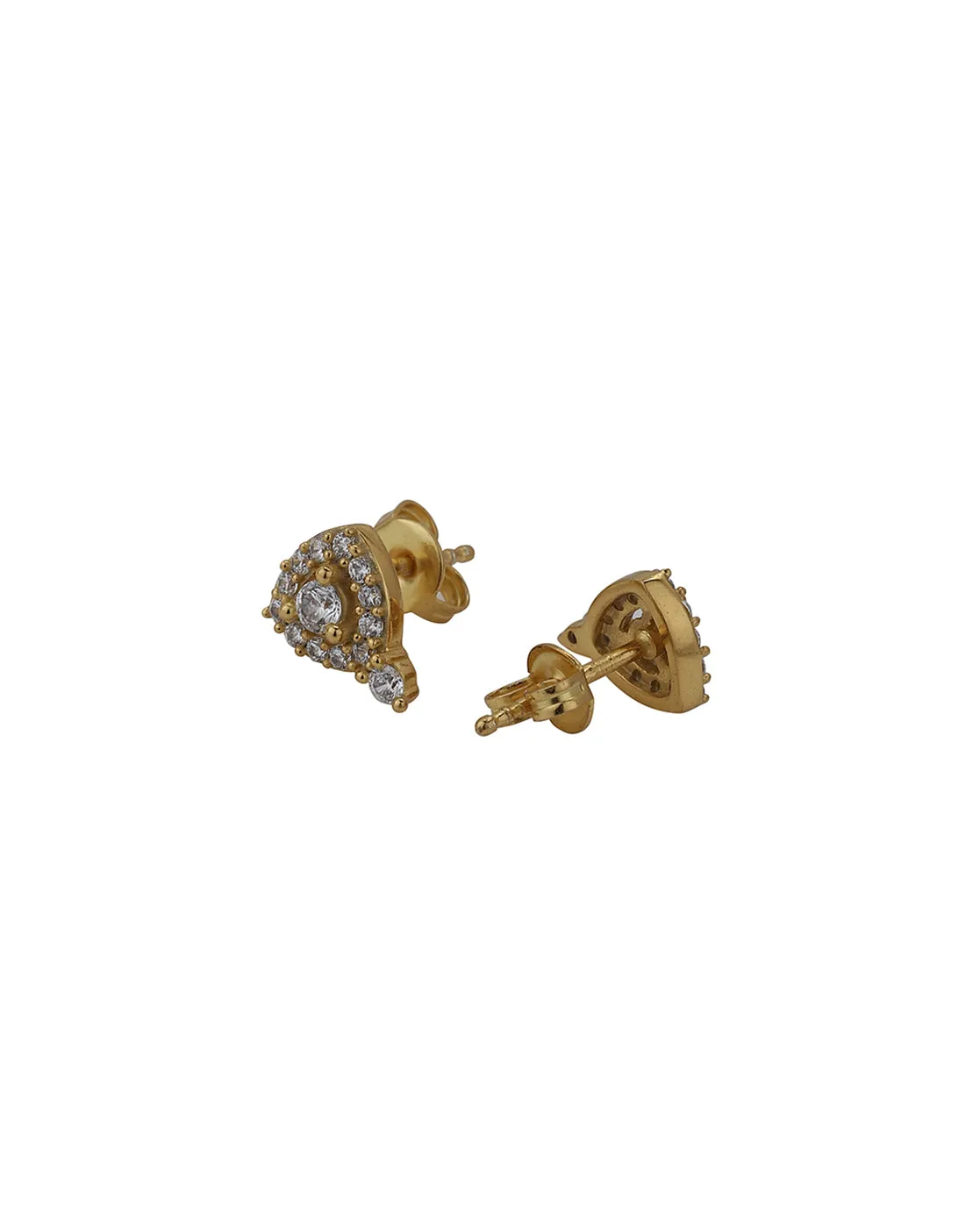 Carlton London Gold Plated Cz Studded Contemporary Stud Earrings For Women