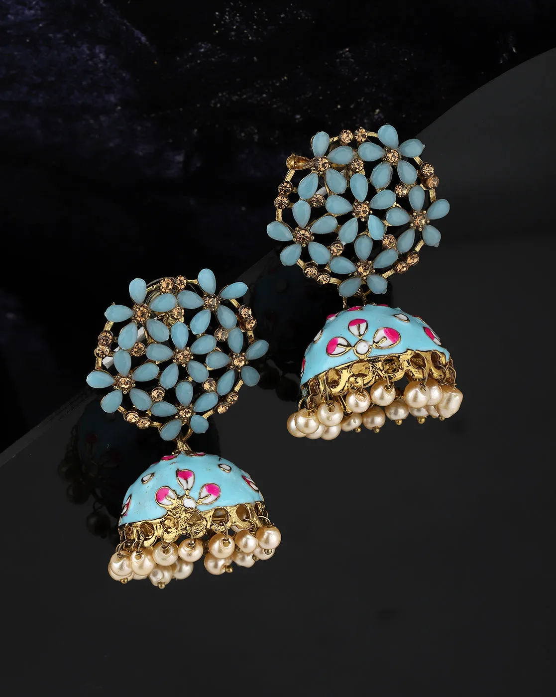 Carlton London Gold Plated Jhumka Earring With Enamel Traditional Earring