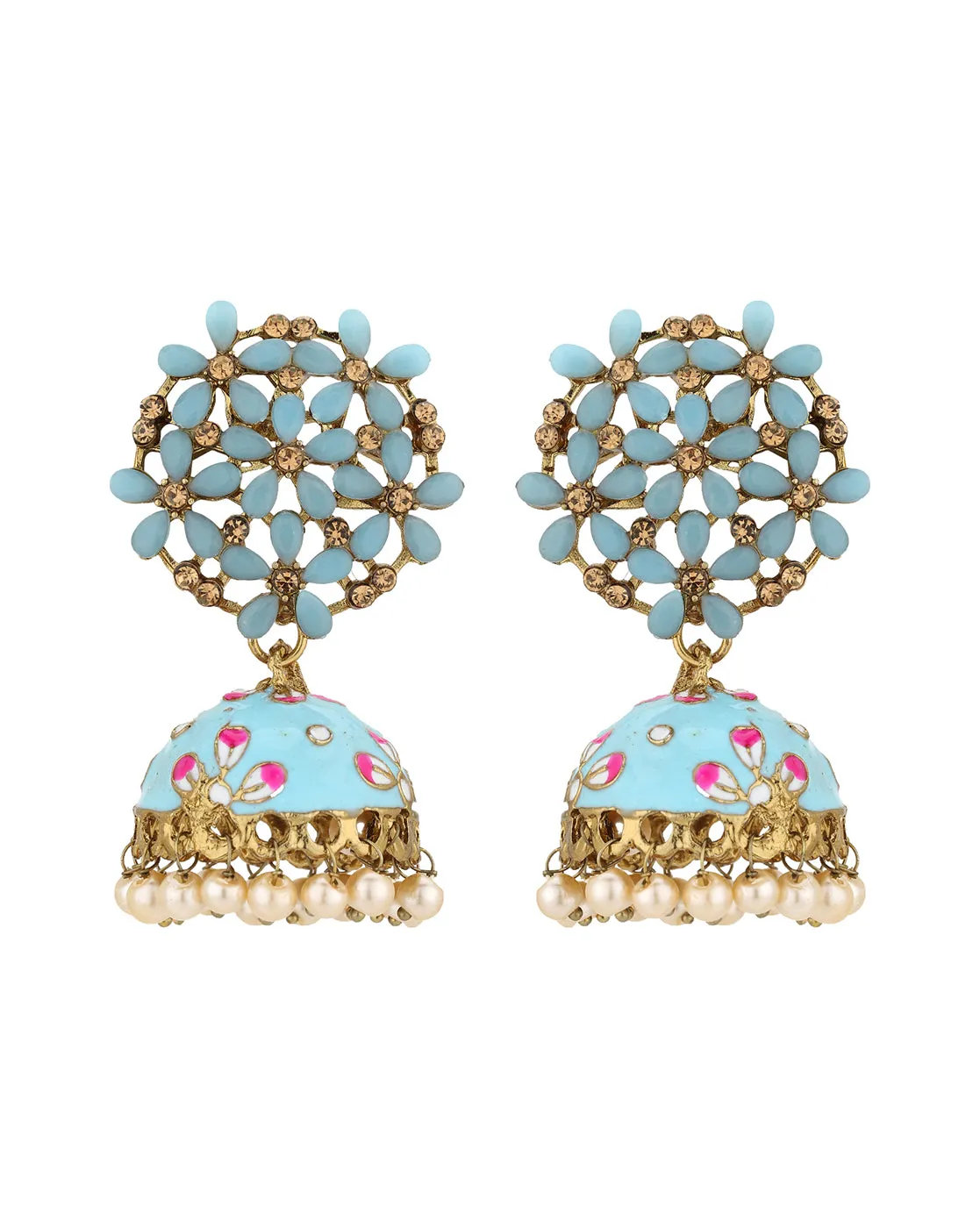Carlton London Gold Plated Jhumka Earring With Enamel Traditional Earring