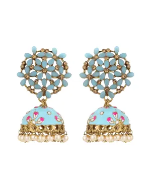 Carlton London Gold Plated Jhumka Earring With Enamel Traditional Earring