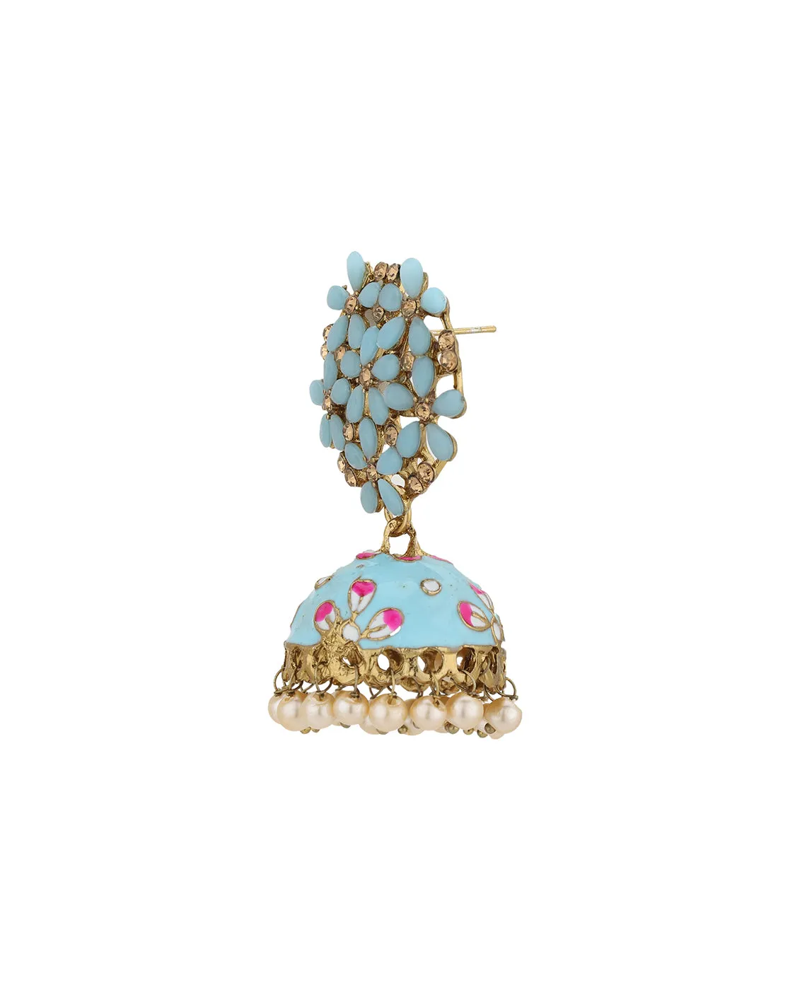 Carlton London Gold Plated Jhumka Earring With Enamel Traditional Earring