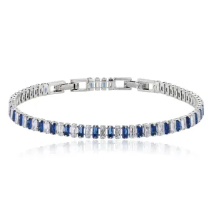 Carlton London Premium Jwlry-Silver & Blue Toned Cz Studded Rhodium-Plated Wraparound Adjustable Bracelet Fjb4176
