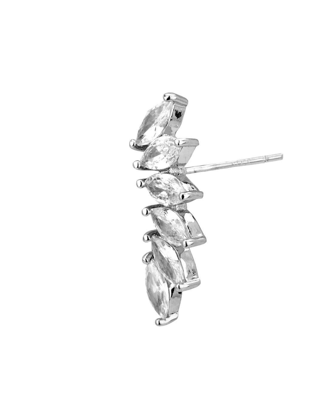 Carlton London Rhodium Plated Cz Contemporary Drop Earring For Women