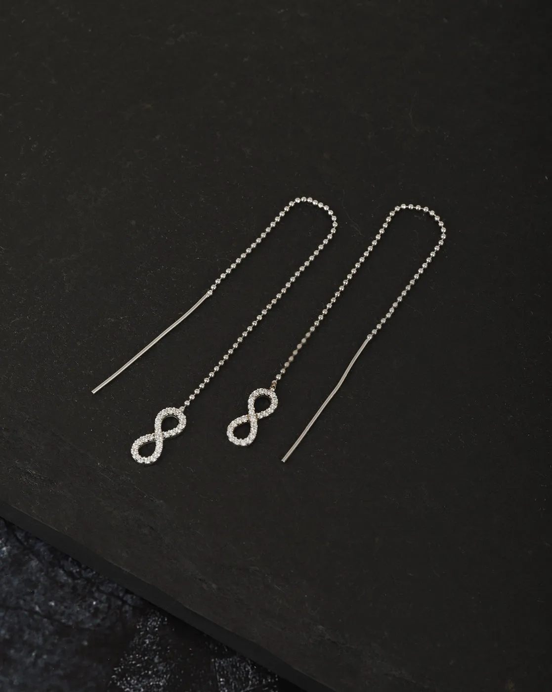 Carlton London Rhodium Plated Cz Drop Earring With Dangling Infinity For Women