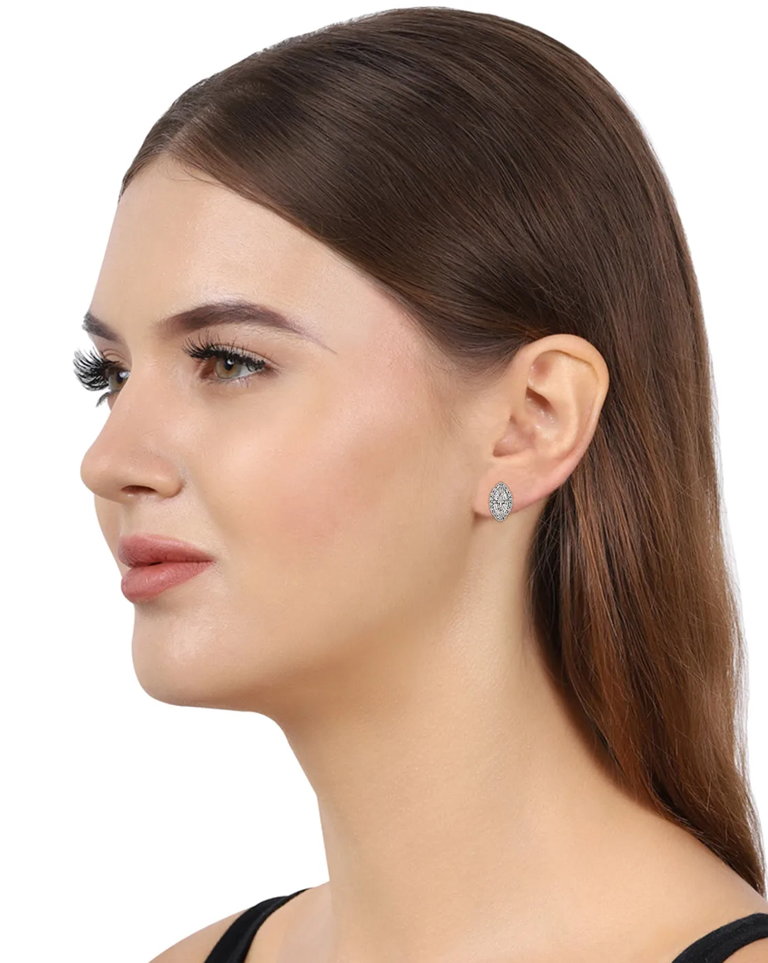 Carlton London Rhodium Plated Cz Eye Stud Earring For Women