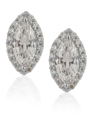 Carlton London Rhodium Plated Cz Eye Stud Earring For Women