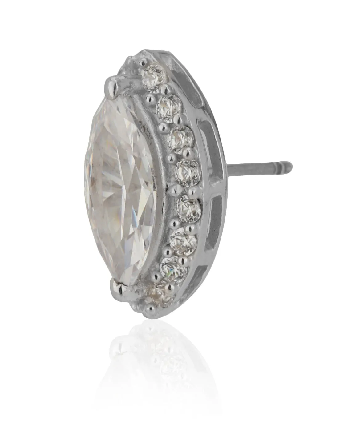 Carlton London Rhodium Plated Cz Eye Stud Earring For Women