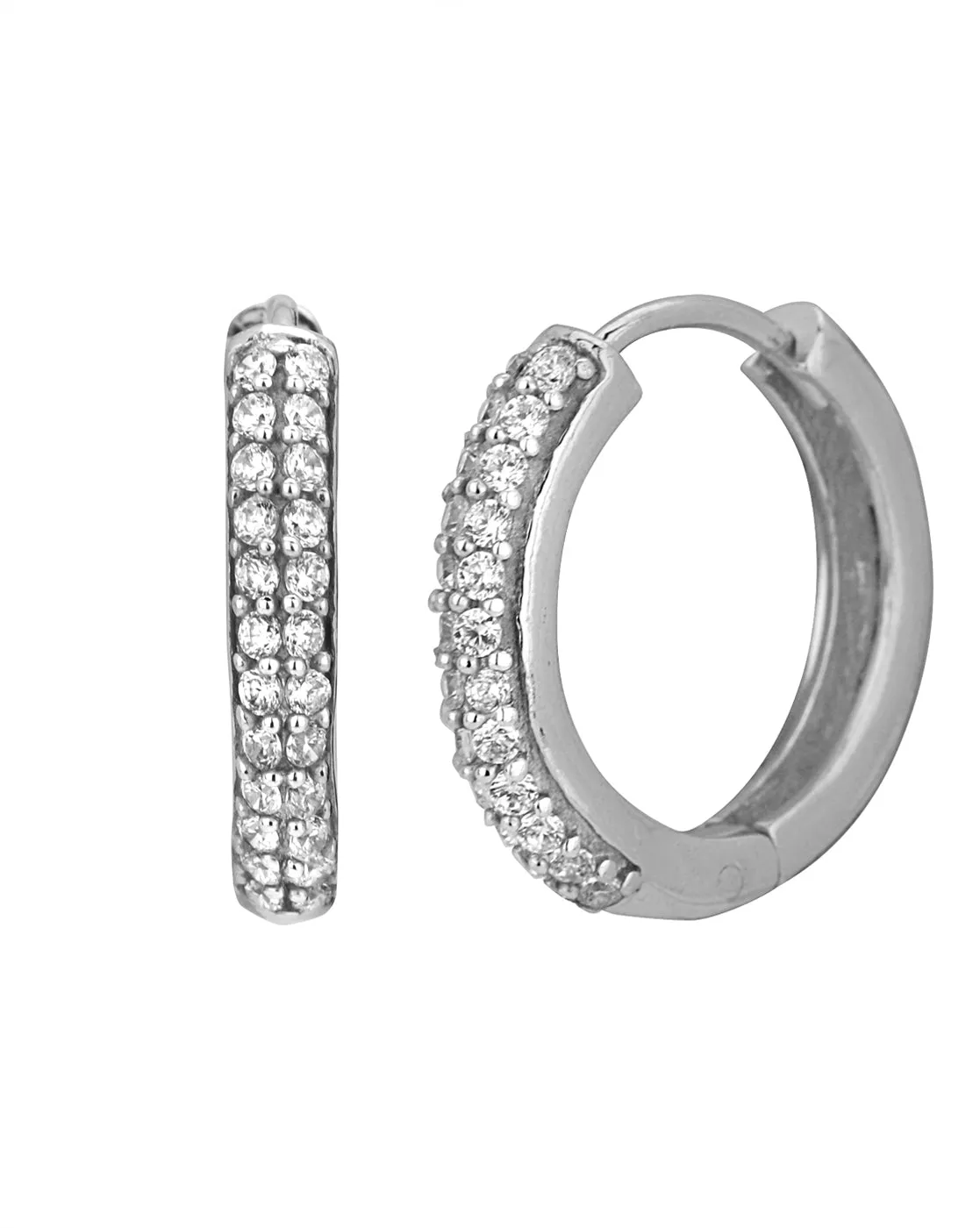 Carlton London Rhodium Plated Cz Stone Hoop Earring For Women