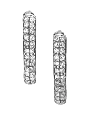 Carlton London Rhodium Plated Cz Stone Hoop Earring For Women