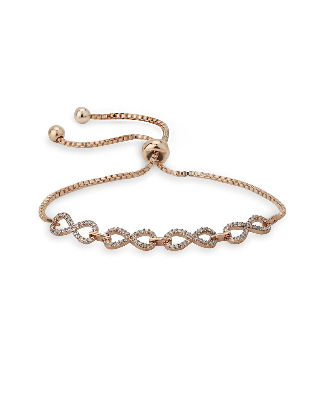 Carlton London Rose Gold Plated-Cz Studded Infinity Bracelet For Women