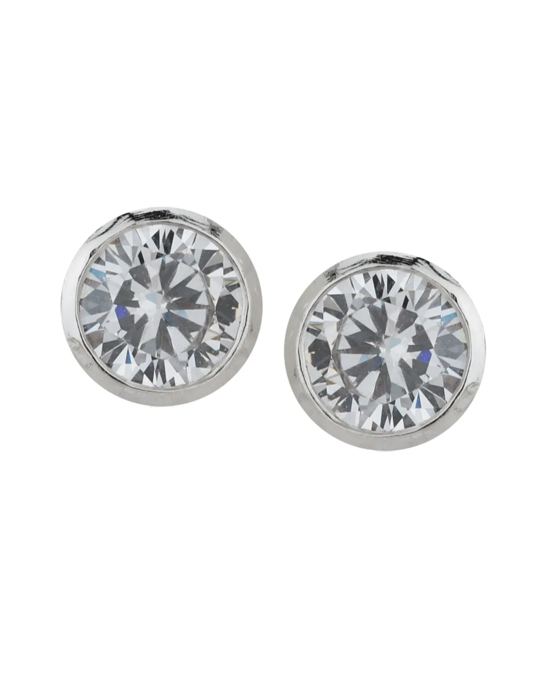 Carlton London Set Of 2 Rhodium Plated  Cz Stud Earring For Women