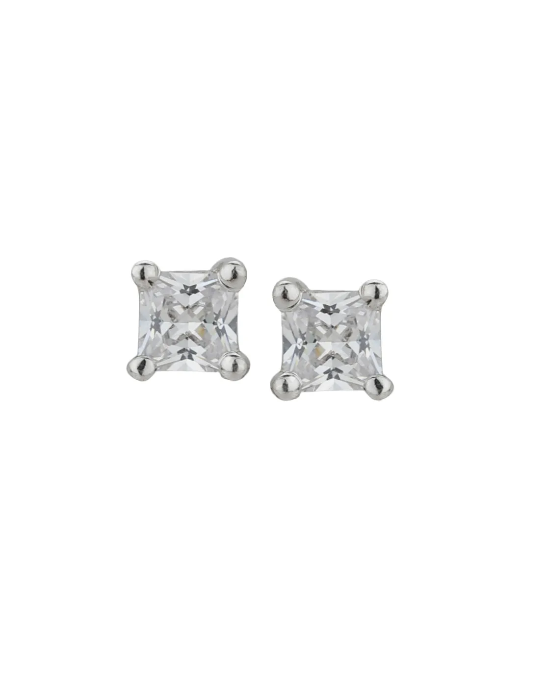 Carlton London Set Of 2 Rhodium Plated  Cz Stud Earring For Women