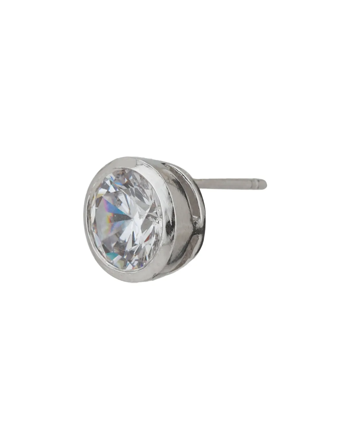 Carlton London Set Of 2 Rhodium Plated  Cz Stud Earring For Women