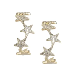 Carlton London Women'S Brass Gold-Plated Cz-Studded Handcrafted Crescent Shaped Half Hoops Fje3448