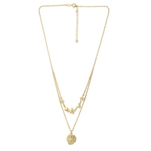 Carlton London Women'S Gold Western Na Spring Ring Layered Gold Plated Layerred Necklace Fjn3970