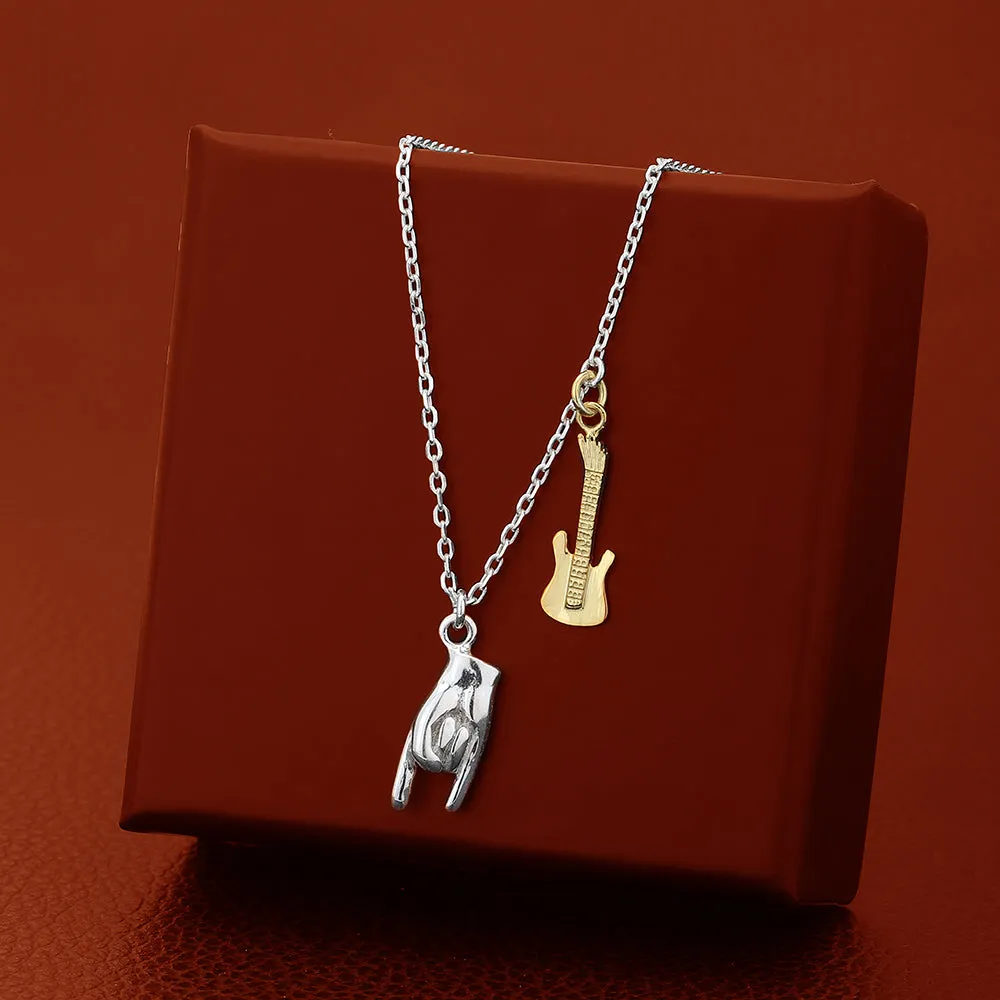Carlton London Women'S Silver & Gold Western Na Spring Ring Handcrafted Brass Rhodium-Plated Necklace Fjn3955