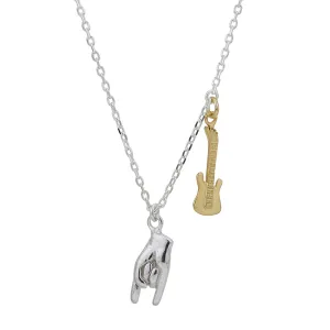 Carlton London Women'S Silver & Gold Western Na Spring Ring Handcrafted Brass Rhodium-Plated Necklace Fjn3955