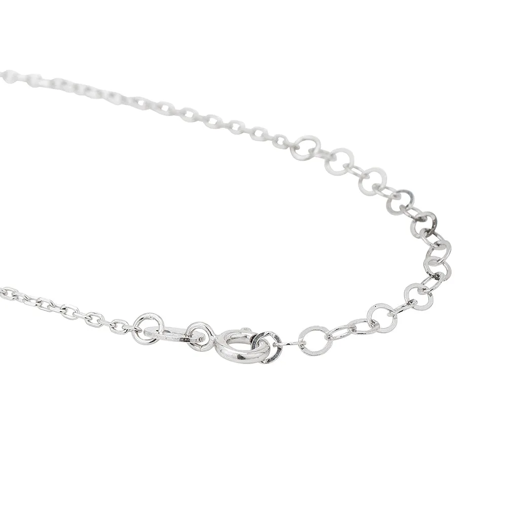 Carlton London Women'S Silver & Gold Western Na Spring Ring Handcrafted Brass Rhodium-Plated Necklace Fjn3955