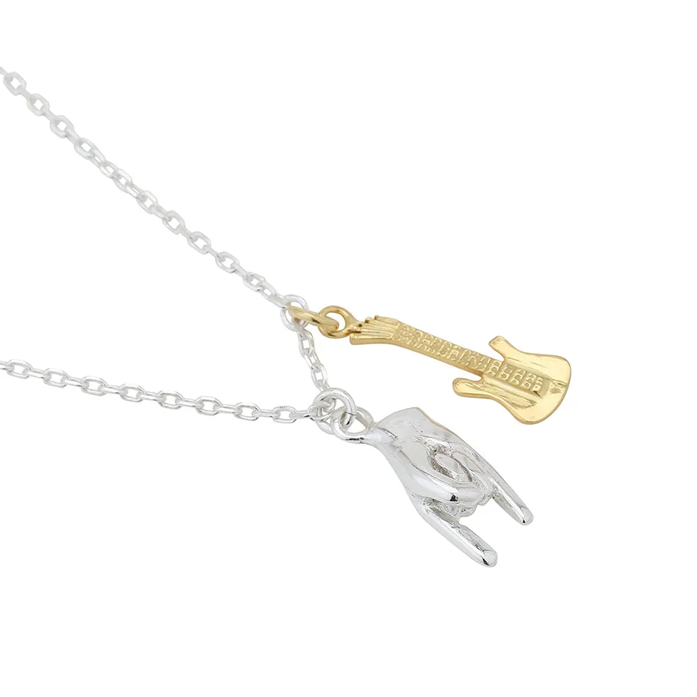 Carlton London Women'S Silver & Gold Western Na Spring Ring Handcrafted Brass Rhodium-Plated Necklace Fjn3955