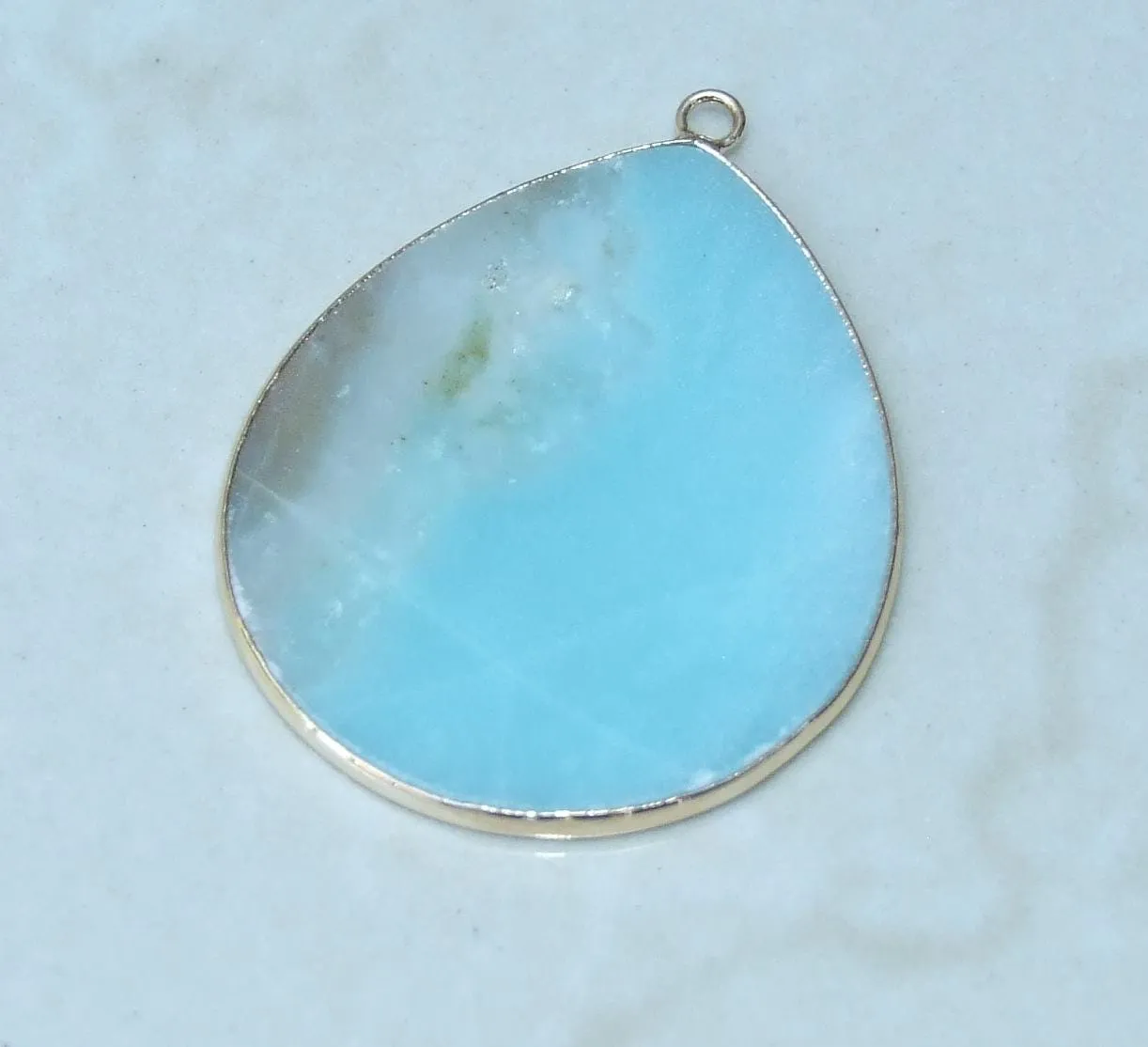 Carnelian Pendant, Gemstone Pendant, Slice Pendant, Gold Plated Bezel and Bail, Teardrop Pendant, Thin and Polished - 32mm x 38mm