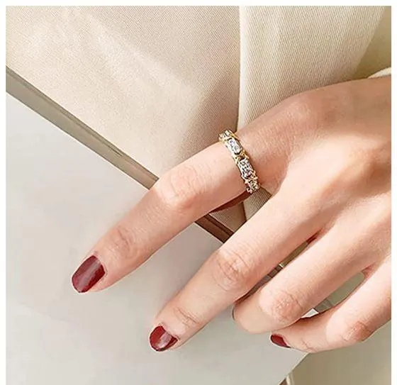 Celestial Embrace: Two-Tone Cubic Zirconia Eternity Ring