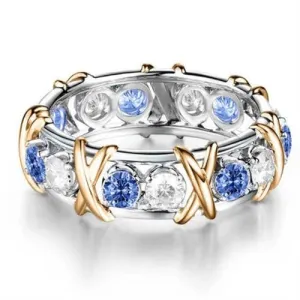 Celestial Embrace: Two-Tone Cubic Zirconia Eternity Ring