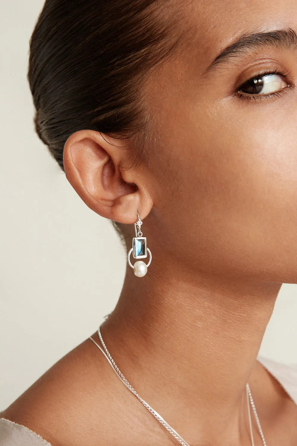 Chan Luu Halo Drop Labradorite Earrings