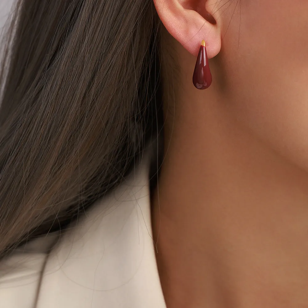 Chic Copper Enamel Glazed Drop Earrings - Stylish Jewelry for Women