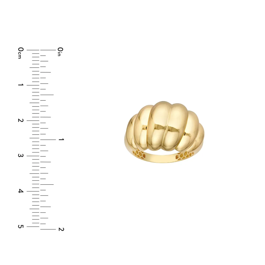 Chunky Gold Twisted Polished Dome Ring | Genuine 14k Yellow Gold