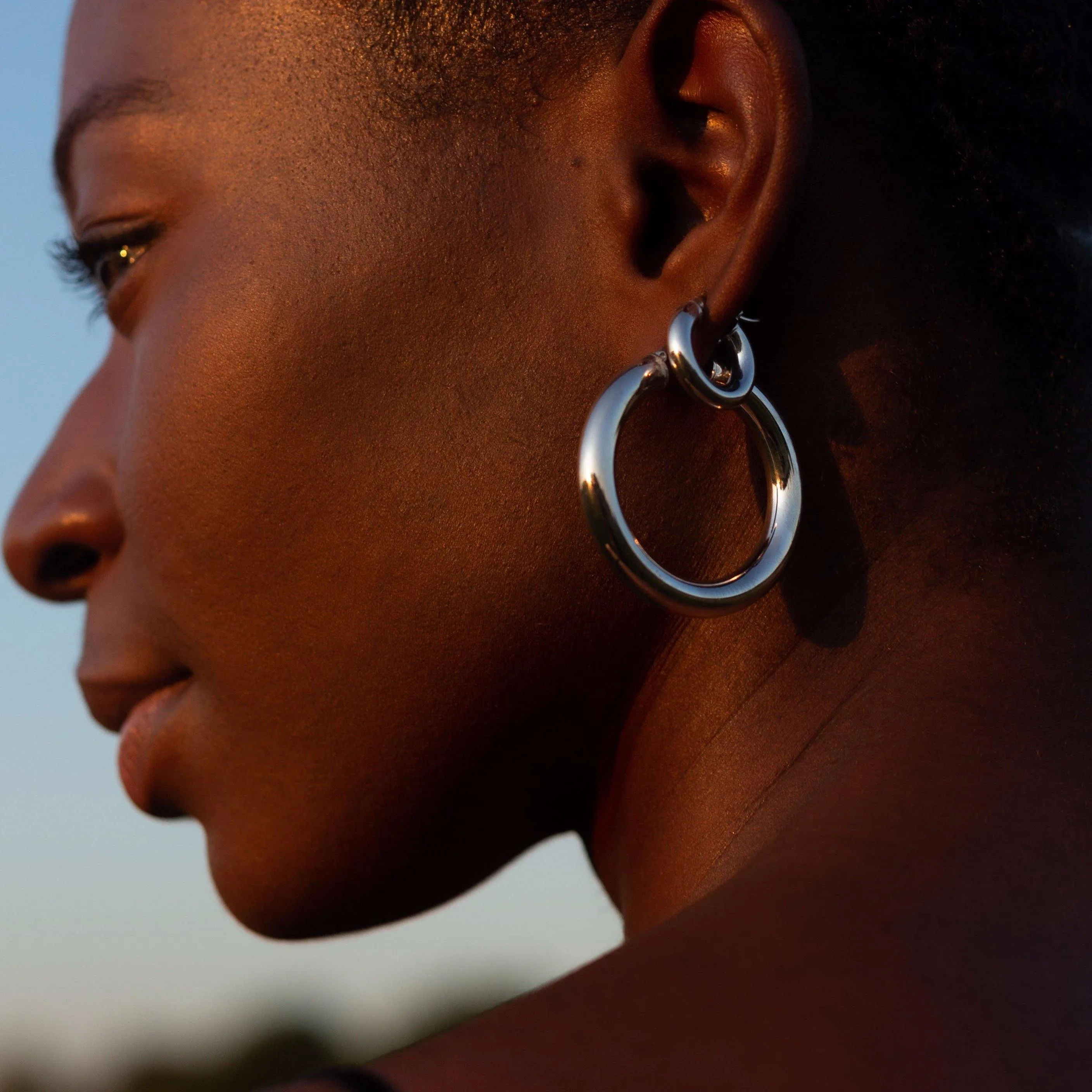 Chunky Silver Hoops - Large