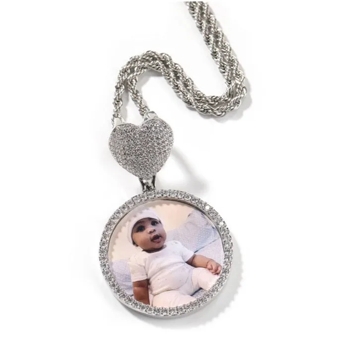 Circle Heart Photo Pendant