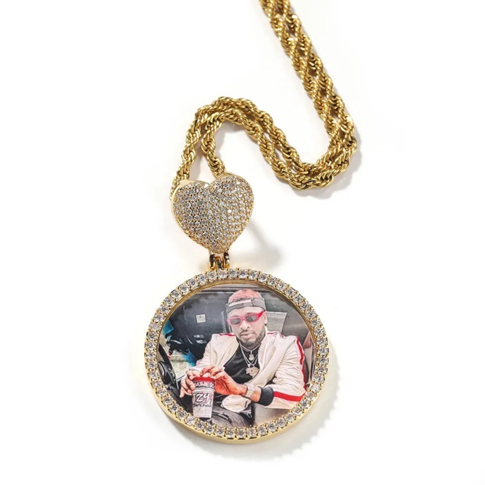 Circle Heart Photo Pendant