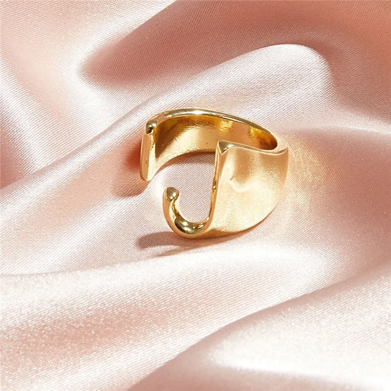 Classic 18K Gold Plated  Chunky Initial Rings