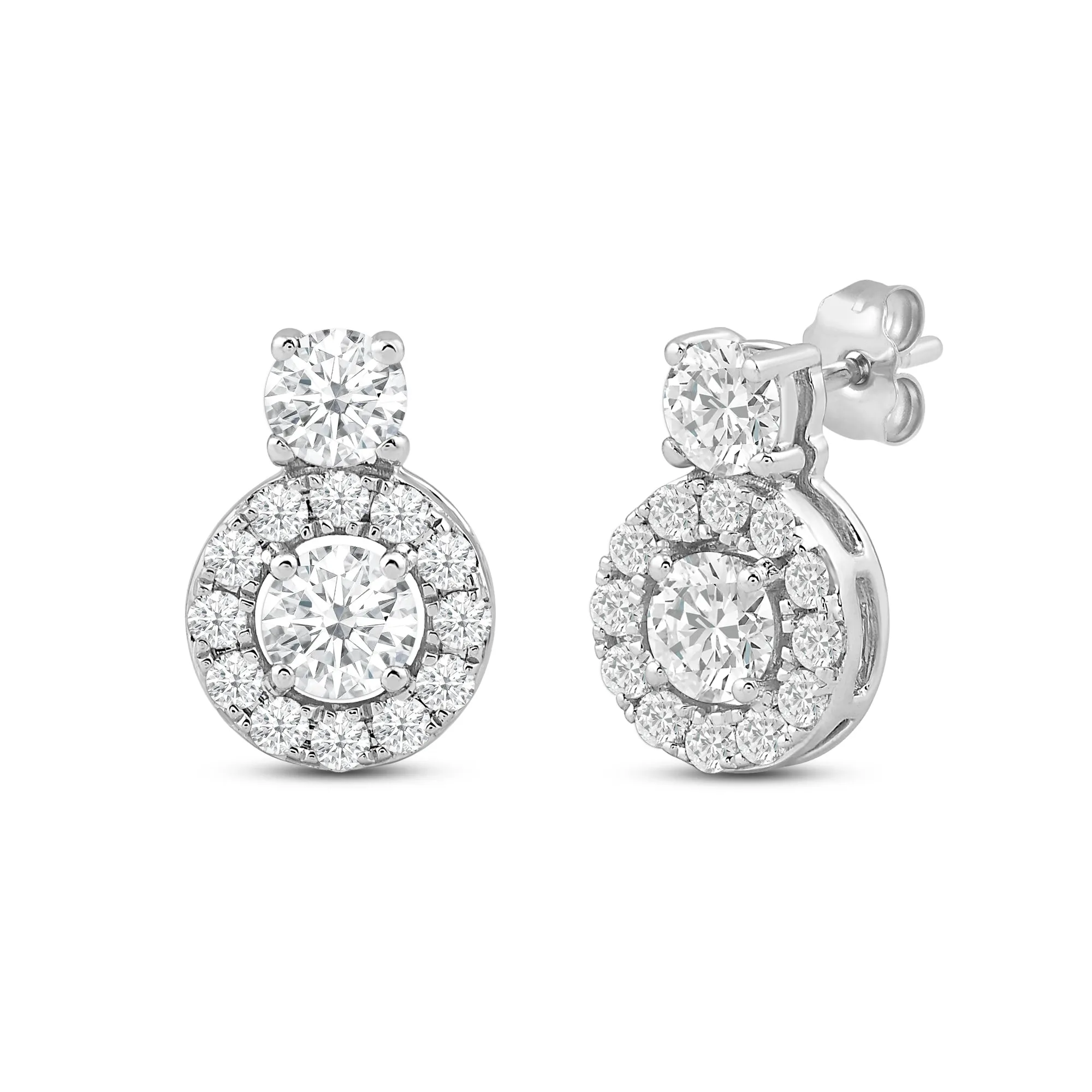 Classic Composite Stud Earrings With Diamond Top