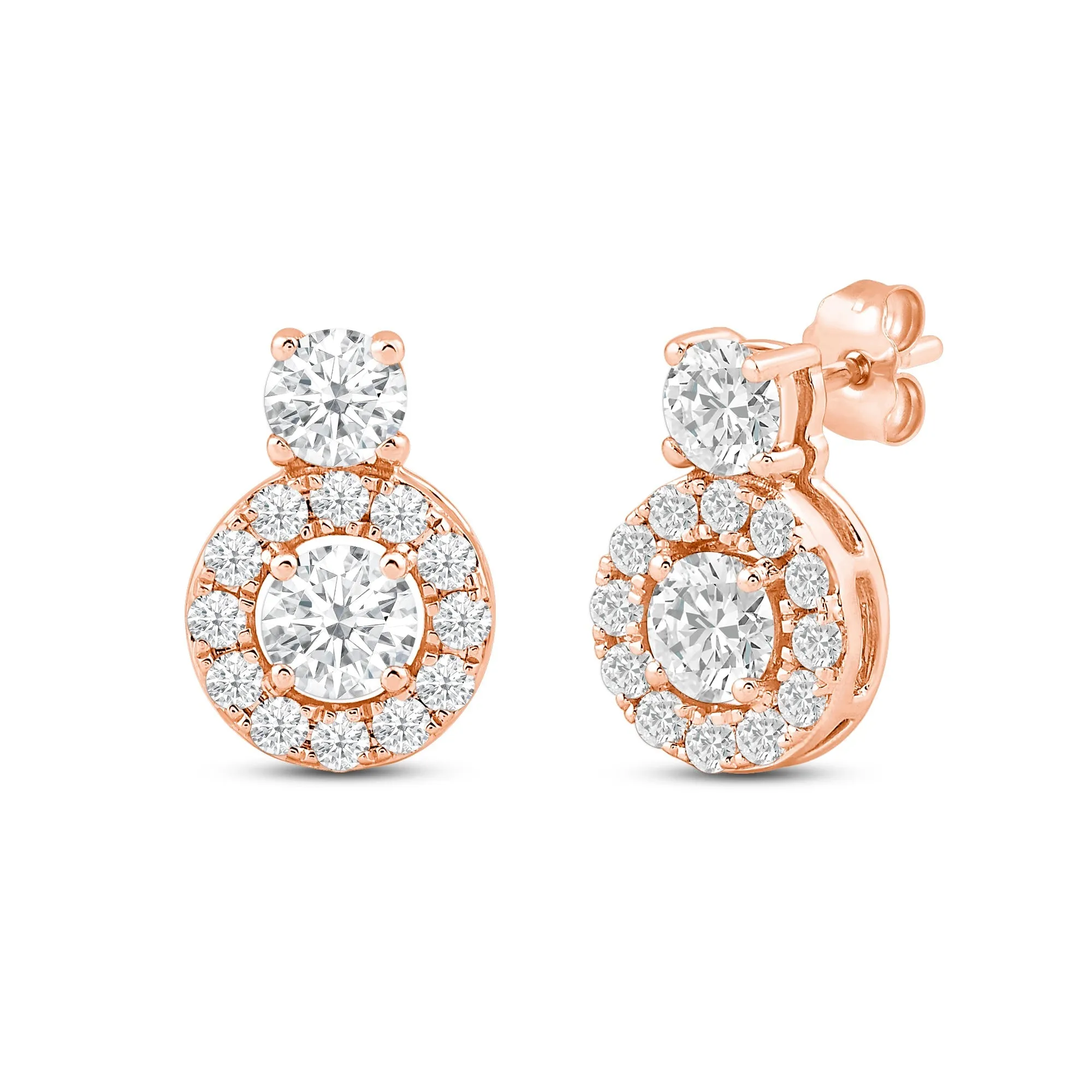 Classic Composite Stud Earrings With Diamond Top