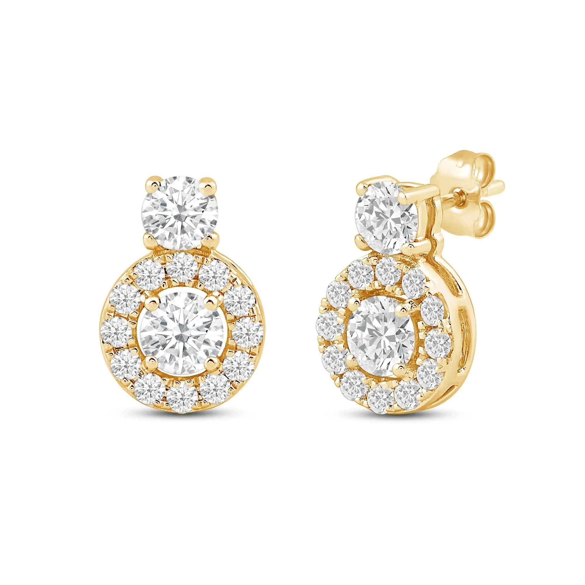 Classic Composite Stud Earrings With Diamond Top