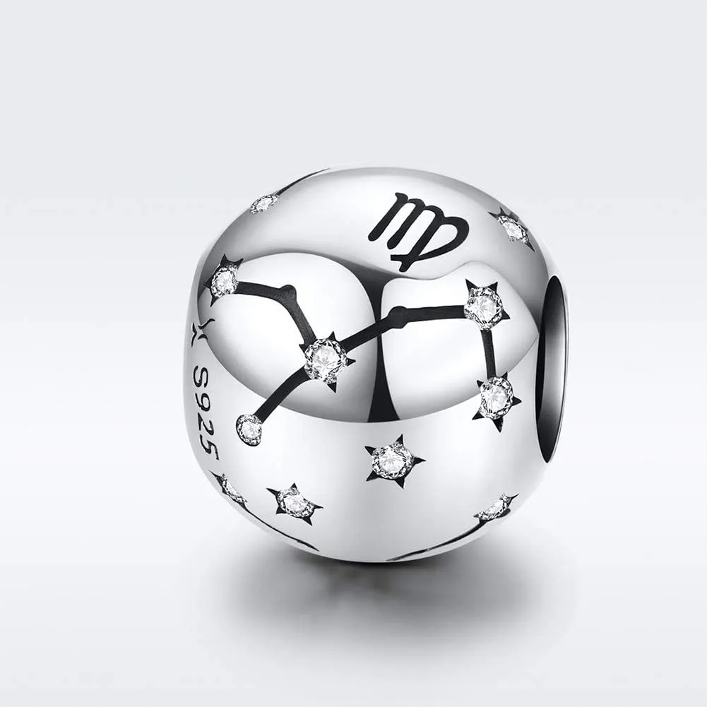 Constellation Charm 925 Sterling Silver Birthday Anniversary Birthstone Family Letter DIY Love Faith Charm for Pandora Charm Bracelet