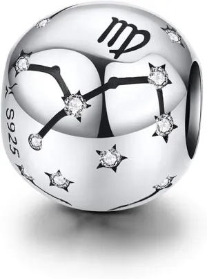 Constellation Charm 925 Sterling Silver Birthday Anniversary Birthstone Family Letter DIY Love Faith Charm for Pandora Charm Bracelet