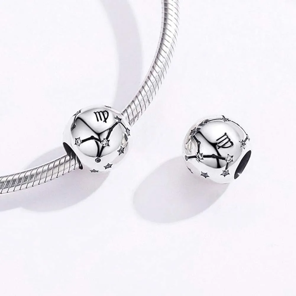 Constellation Charm 925 Sterling Silver Birthday Anniversary Birthstone Family Letter DIY Love Faith Charm for Pandora Charm Bracelet