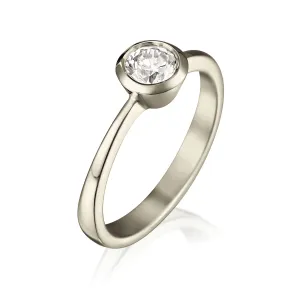 Contemporary 0.50ct Solitaire Diamond Ring in 18ct White Gold